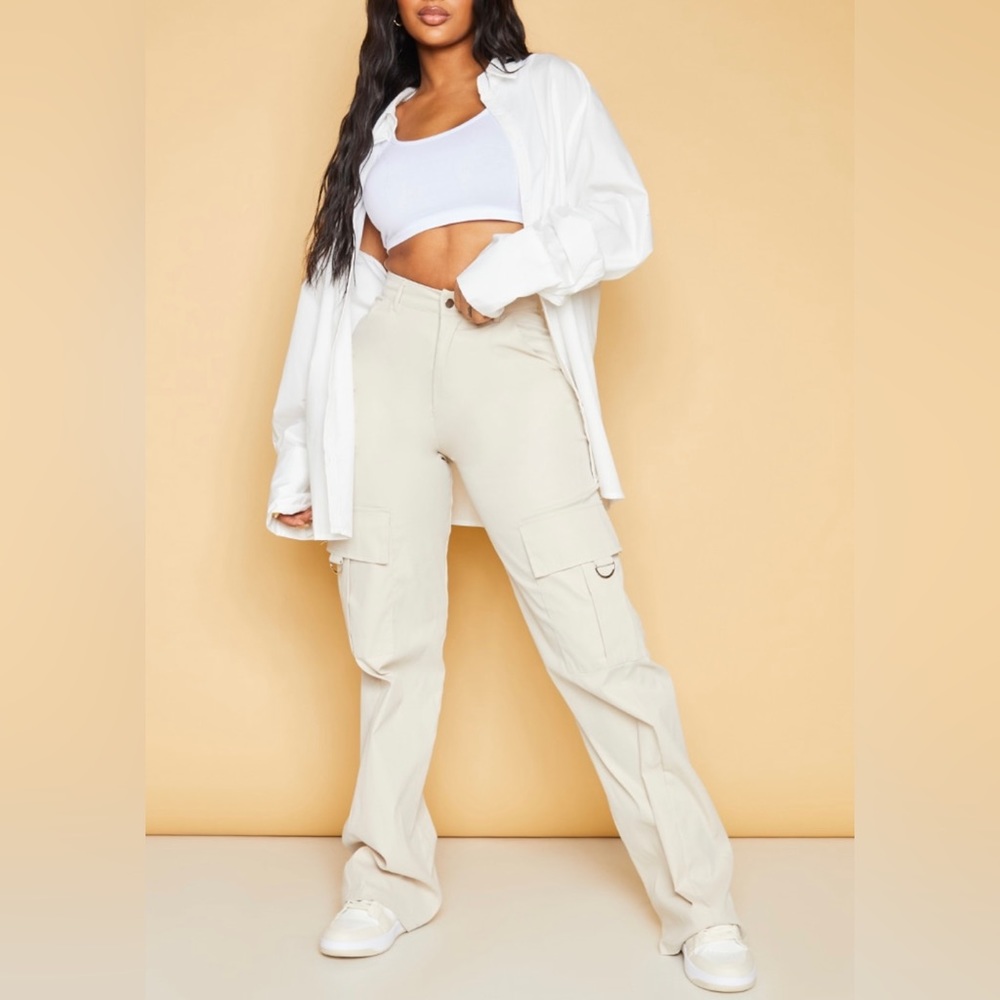 Buckle Detail Cargo Wide Leg Pants